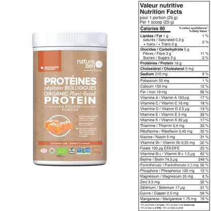 Nature Zen Essentials - Organic Plant-Based Salted Caramel Protein Powder (Nutrition facts))