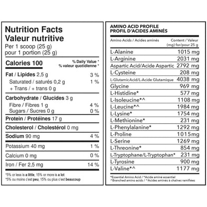 Nature Zen - Organic Pea Protein Powder (Nutrition facts)