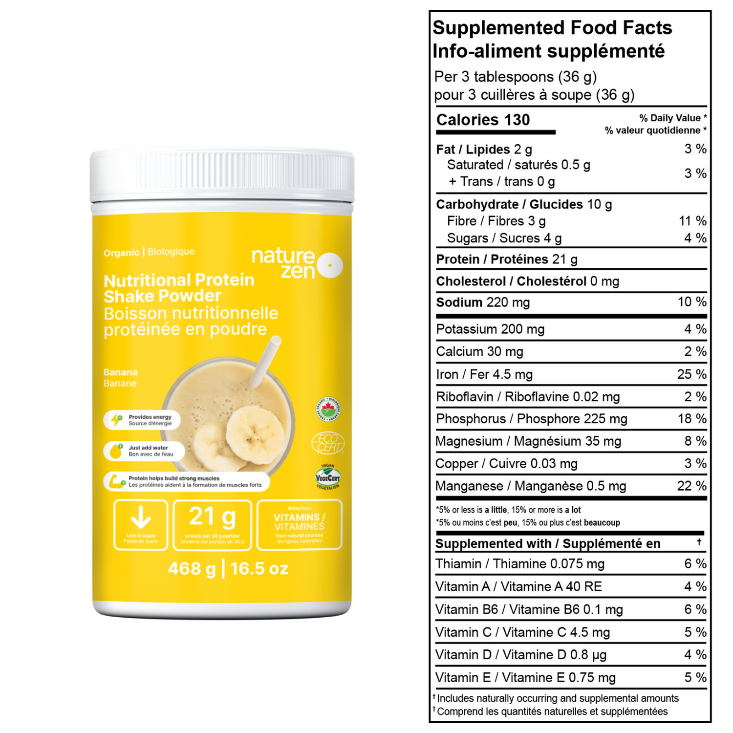 Boisson nutritionnelle protéinée en poudre biologique &amp; vegan | Nature Zen Essentials - Banane