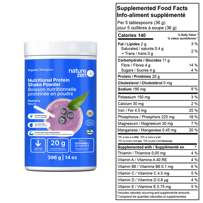 Boisson nutritionnelle protéinée en poudre biologique &amp; vegan | Nature Zen Essentials - Bleuet 
