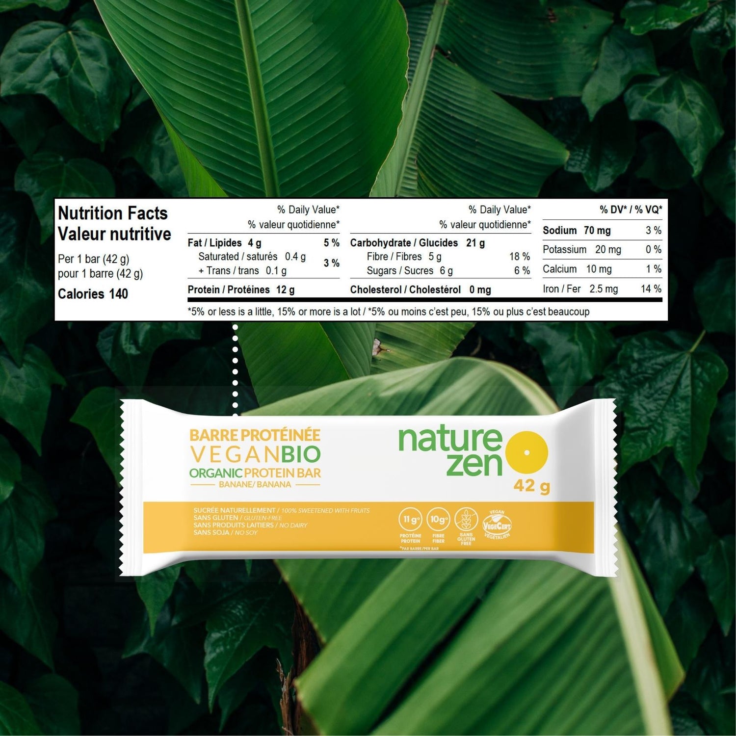 Nature Zen Organic Vegan Protein bars - Banana [New Recipe]