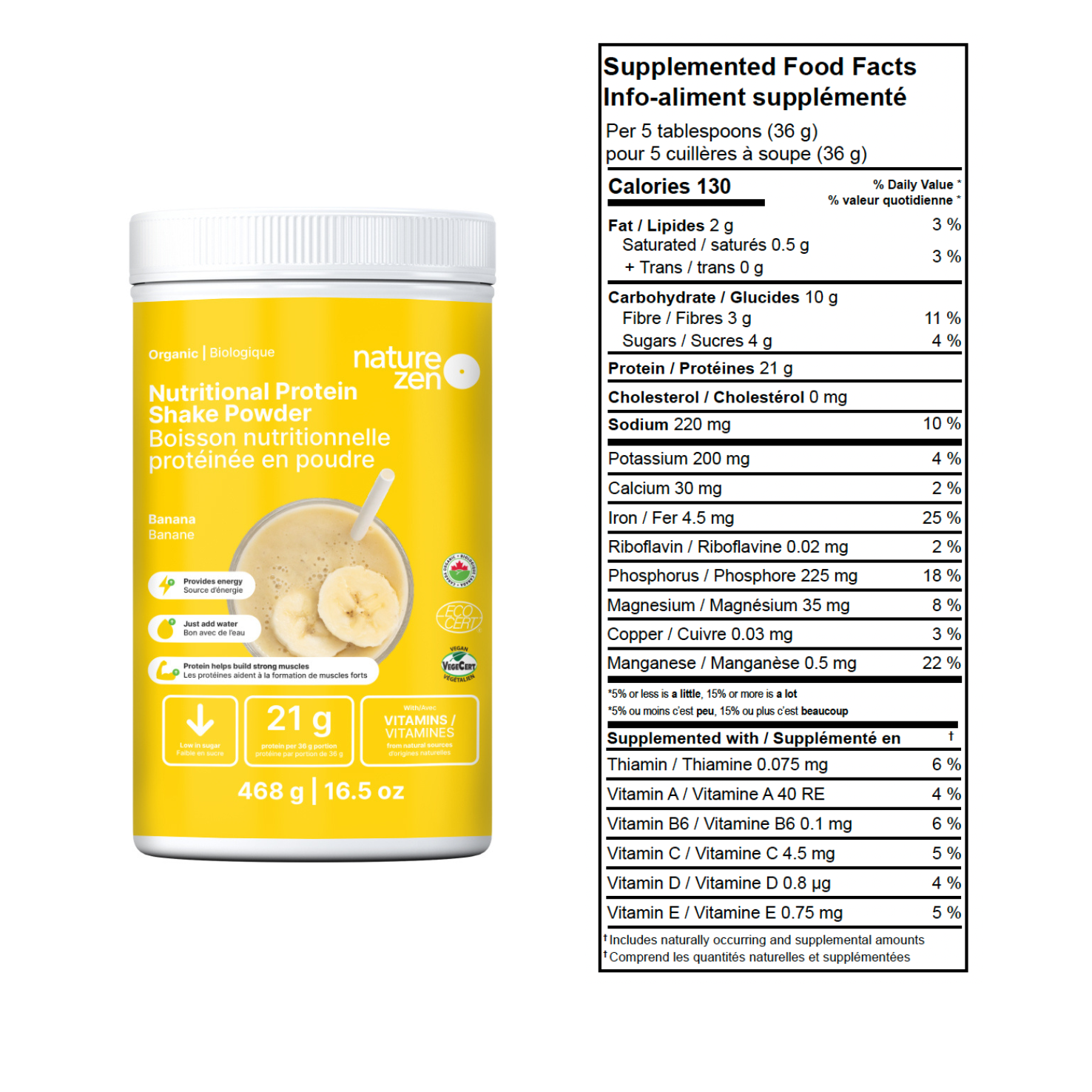 Boisson nutritionnelle protéinée en poudre biologique &amp; vegan | Nature Zen Essentials - Banane