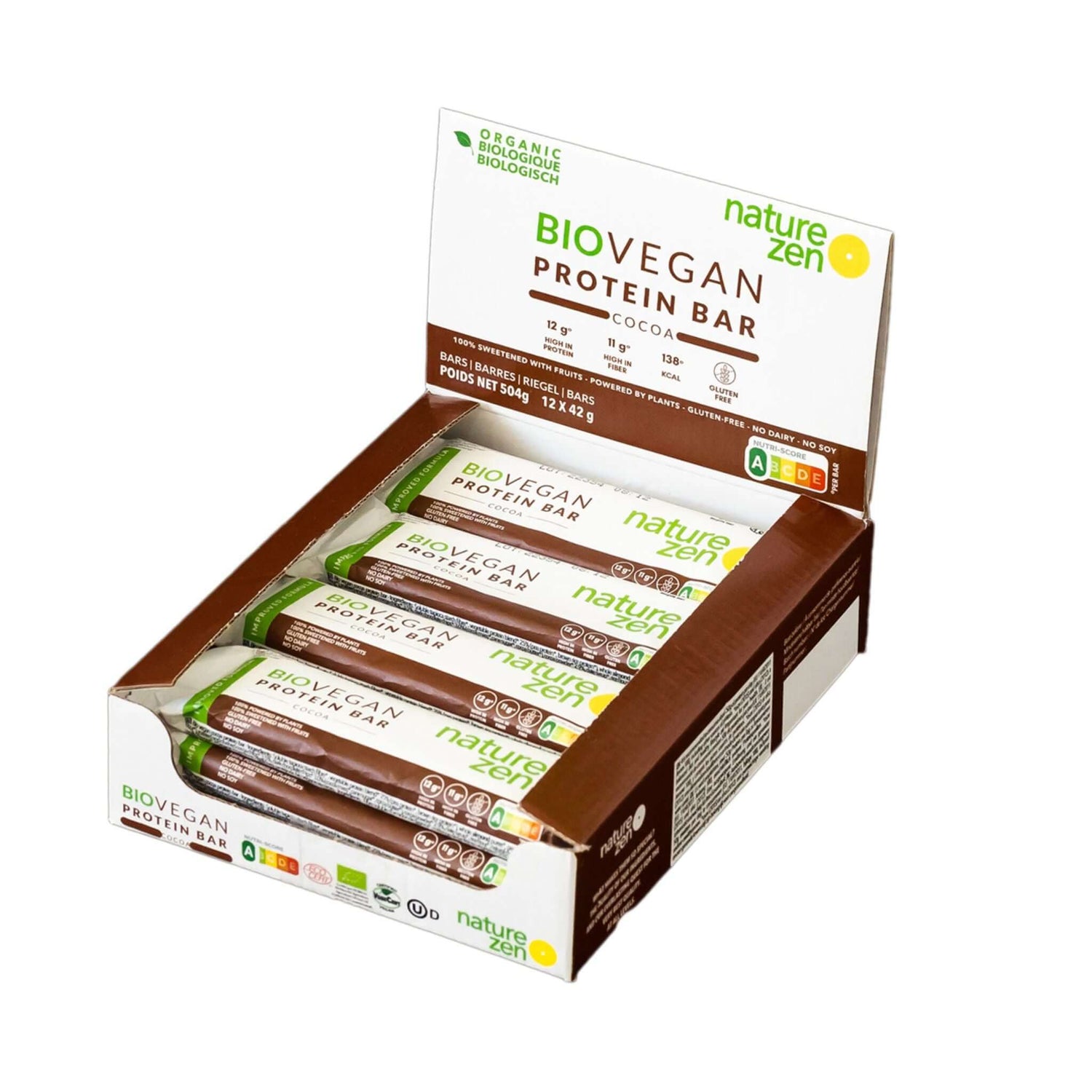 Barres Protéinées Bio Vegan Nature Zen - Chocolat [Nouvelle Recette]