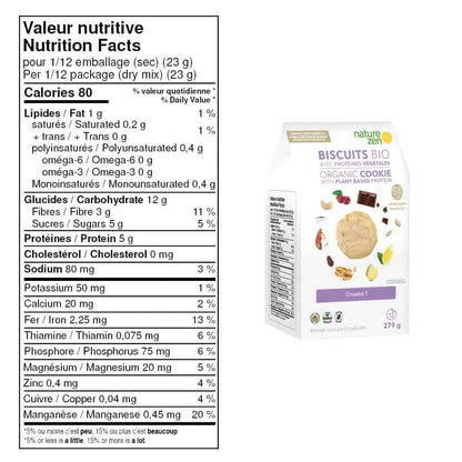 Nature Zen Organic Gluten-Free Cookie Mix - Creativi-T Baking mix (nutrition facts)