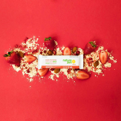 Nature Zen Organic Vegan Protein bars - Strawberry protein bar [New Recipe] 