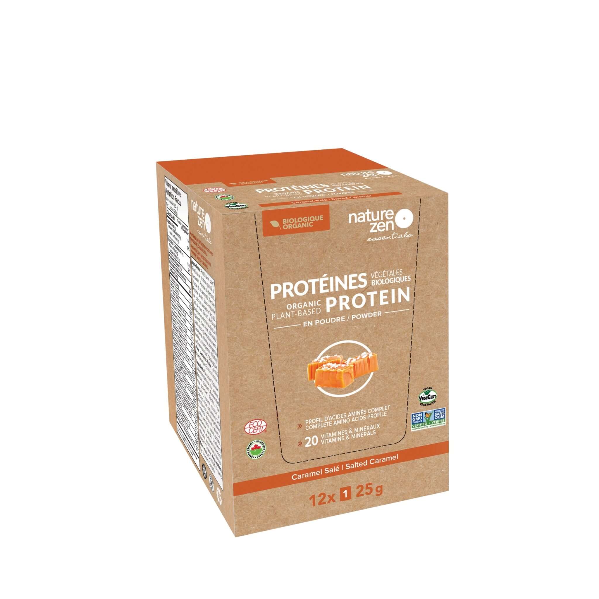 Nature Zen Essentials - Organic Plant-Based Salted Caramel Protein Powder (12 x 25g travelbox)