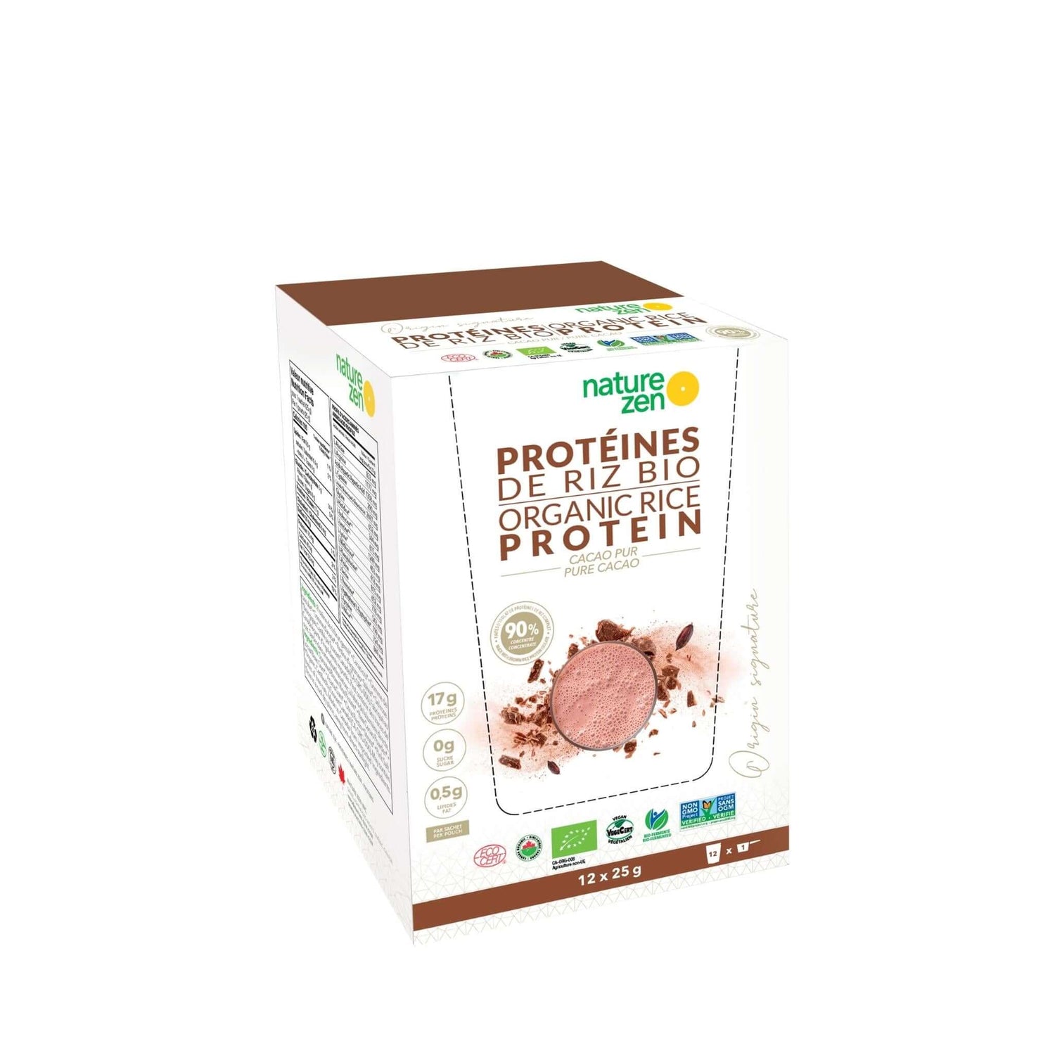 Nature Zen Origin - Organic Rice Protein Powder - Cacao (box)